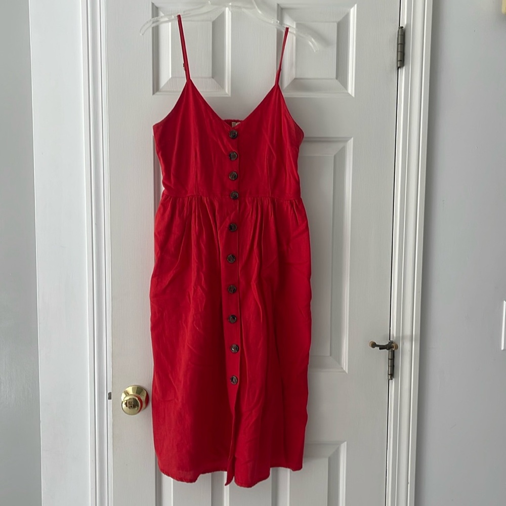 Button Down Red Dress